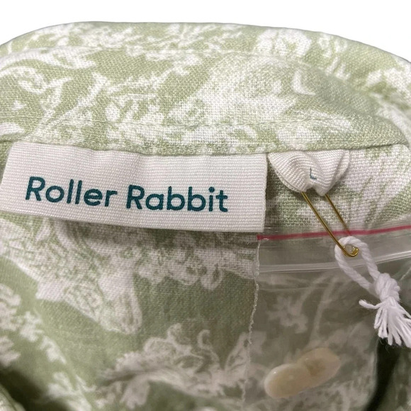 Roller Rabbit Caxias Darya Dress Sage Green White Floral Size Large - Picture 7 of 10